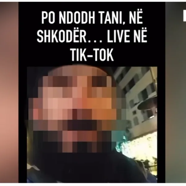 U shfaq live në Tik Tok duke kanosur me thikë,…